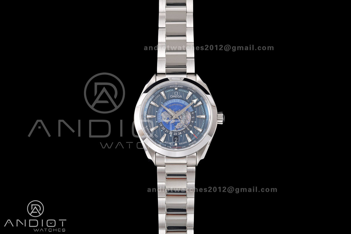 Aqua Terra Worldtimer VRSF 1:1 Best Edition Blue Dial on SS Bracelet A8938